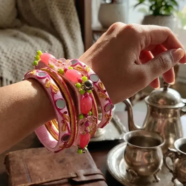 Noor-e-Sheesha Pink Bangle Stack (2.6 Size)