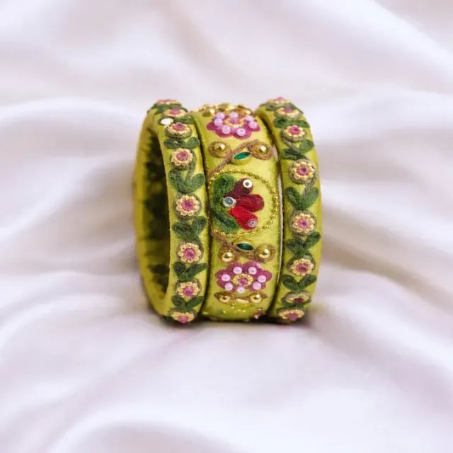 Pushpika Silk Thread Bangle Set of 5 (Size 2.6)