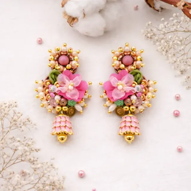 Phool Baari Hand Beaded Earrings