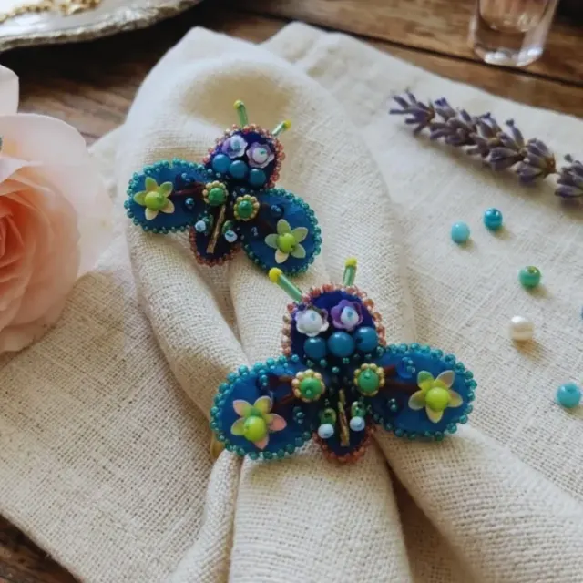 Queen Bee Pankhudi Earrings (Aqua Blue)
