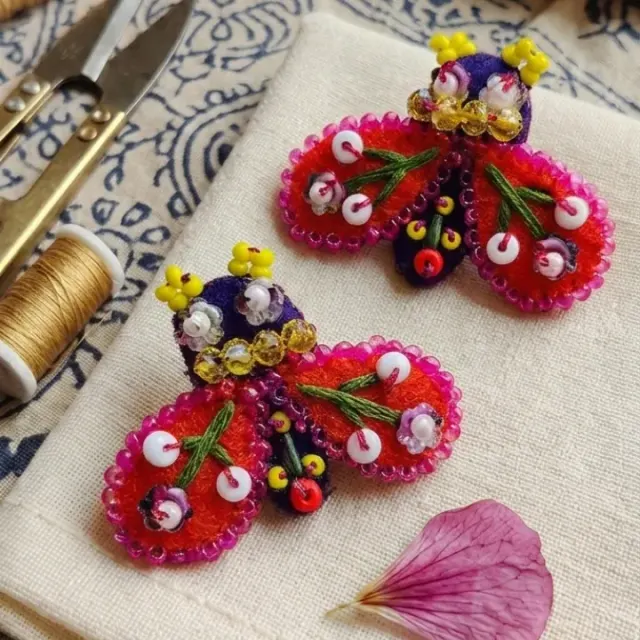 Queen Bee Pankhudi Earrings (Violet With Orange Wings)