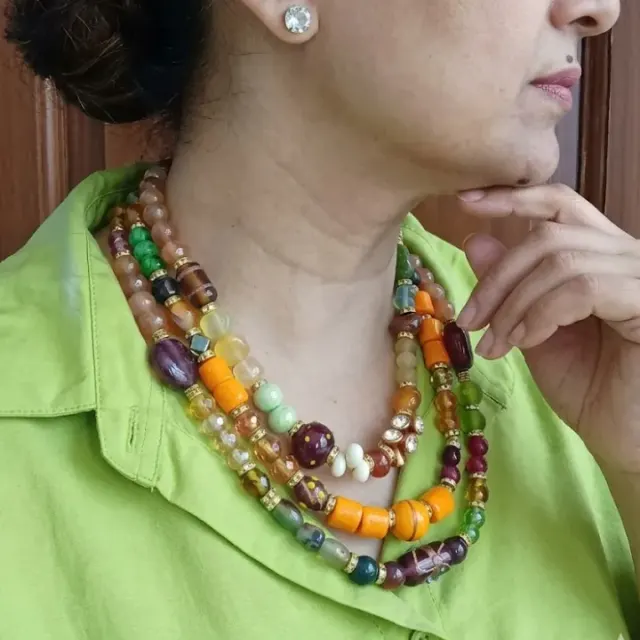 Phoolon Ka Bazaar � 3 Layered Beaded Necklace