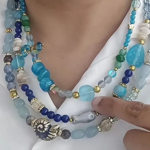 Neel Shaam — Lapis Lazuli Beaded 3 Layered Sparkle