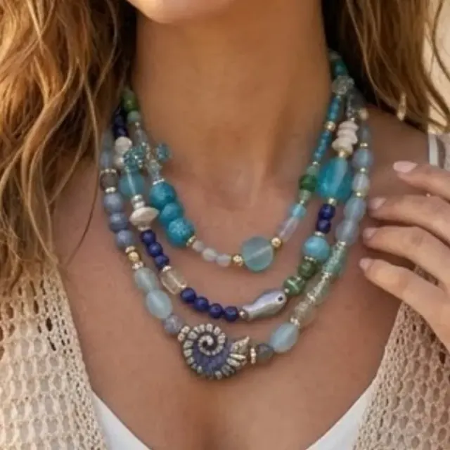Neel Shaam — Lapis Lazuli Beaded 3 Layered Sparkle