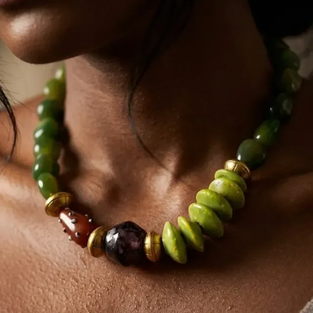 Van Rahasya — Agate Tumble & Ceramic Coin Necklace