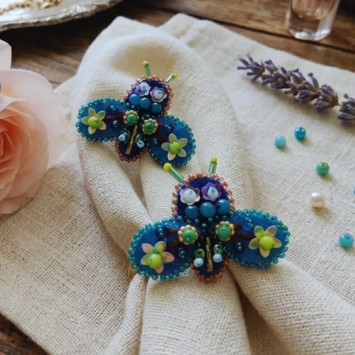 Queen Bee Pankhudi Earrings (Aqua Blue)