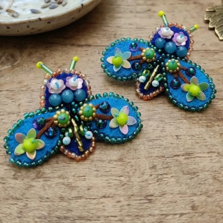 Queen Bee Pankhudi Earrings (Aqua Blue)