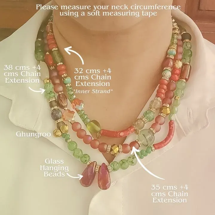Rangilo Jalsa - Three Layered Jade Boho Chic Neckpiece