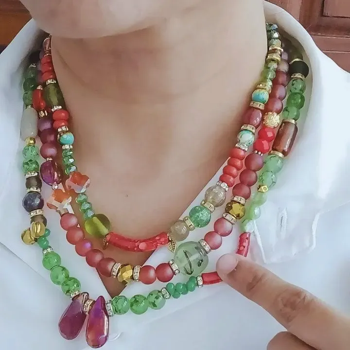 Rangilo Jalsa - Three Layered Jade Boho Chic Neckpiece
