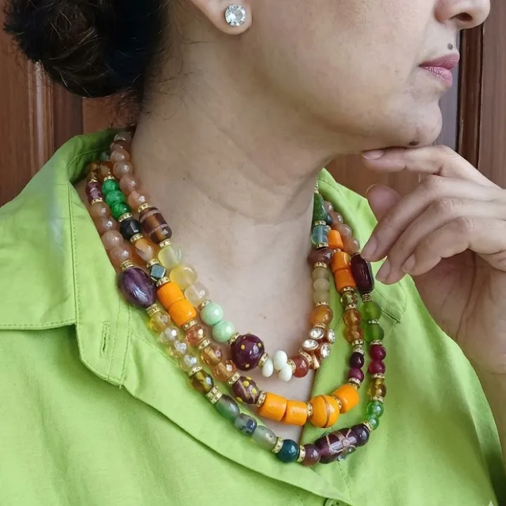 Phoolon Ka Bazaar � 3 Layered Beaded Necklace