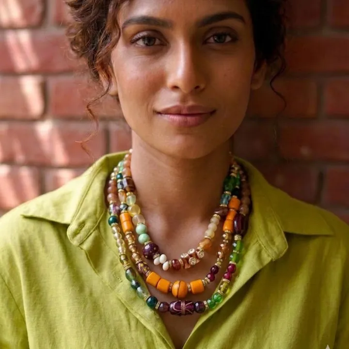 Phoolon Ka Bazaar � 3 Layered Beaded Necklace