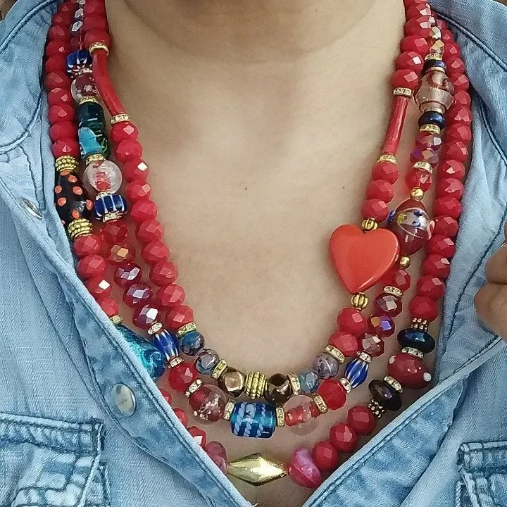 Nazakat Mosaic V2.0 Three Layered Beaded Necklace Set