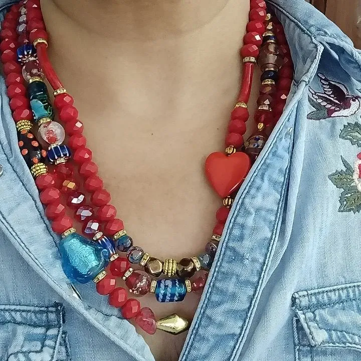 Nazakat Mosaic V2.0 Three Layered Beaded Necklace Set