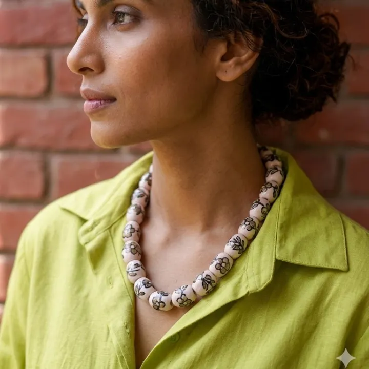 Guldaari Mitti Handpainted Porcelain Necklace