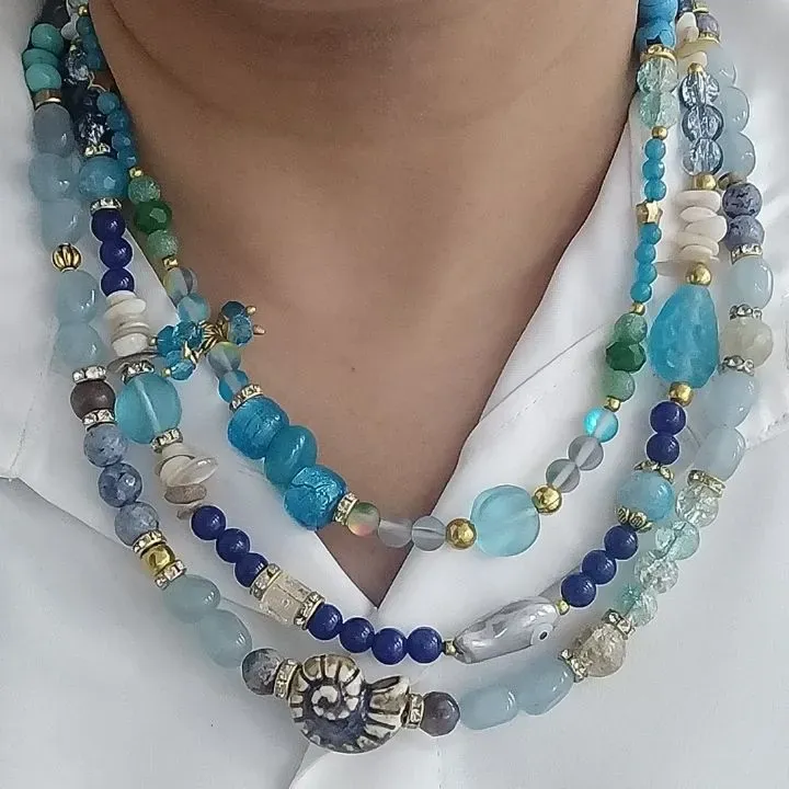 Neel Shaam — Lapis Lazuli Beaded 3 Layered Sparkle