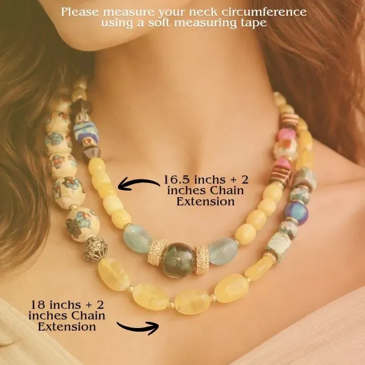Sunehri Dhoop — Agate Mosaic Two Layered Necklace Set