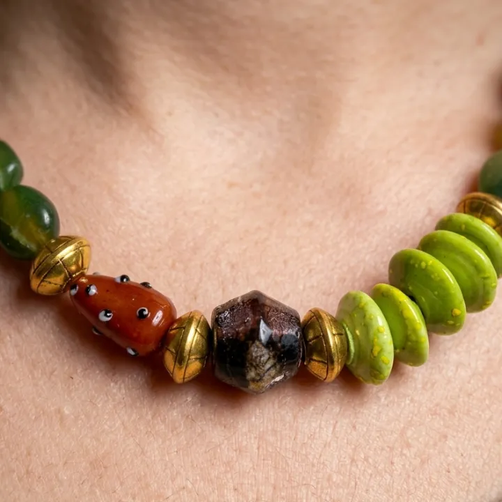 Van Rahasya — Agate Tumble & Ceramic Coin Necklace