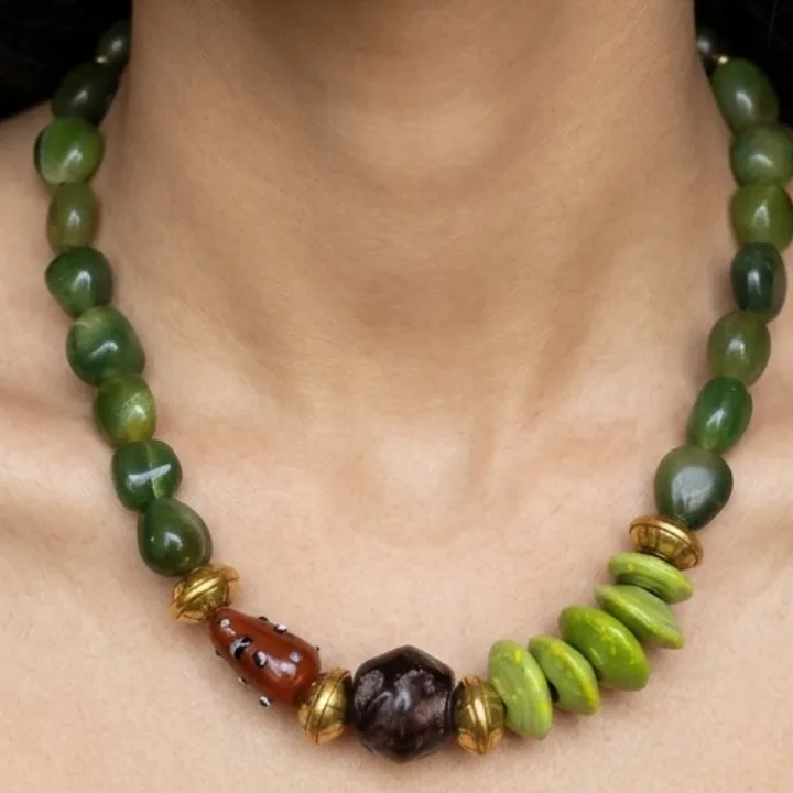 Van Rahasya — Agate Tumble & Ceramic Coin Necklace