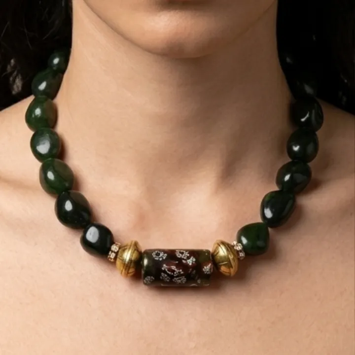 Morni Neel — Agate Tumble & Glass Bead Necklace