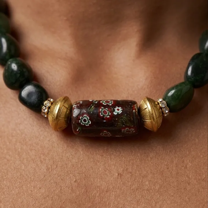 Morni Neel — Agate Tumble & Glass Bead Necklace