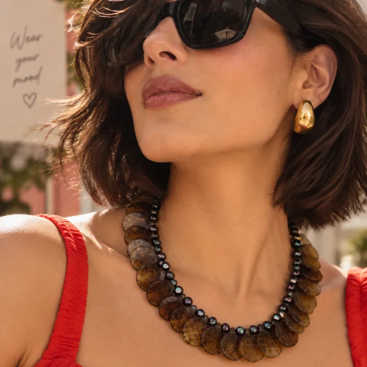 Dhuaan Ghoomar — Handcrafted Smoky Bead Neckpiece