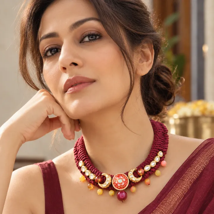 Surkh Gul Handwoven Kundan Choker