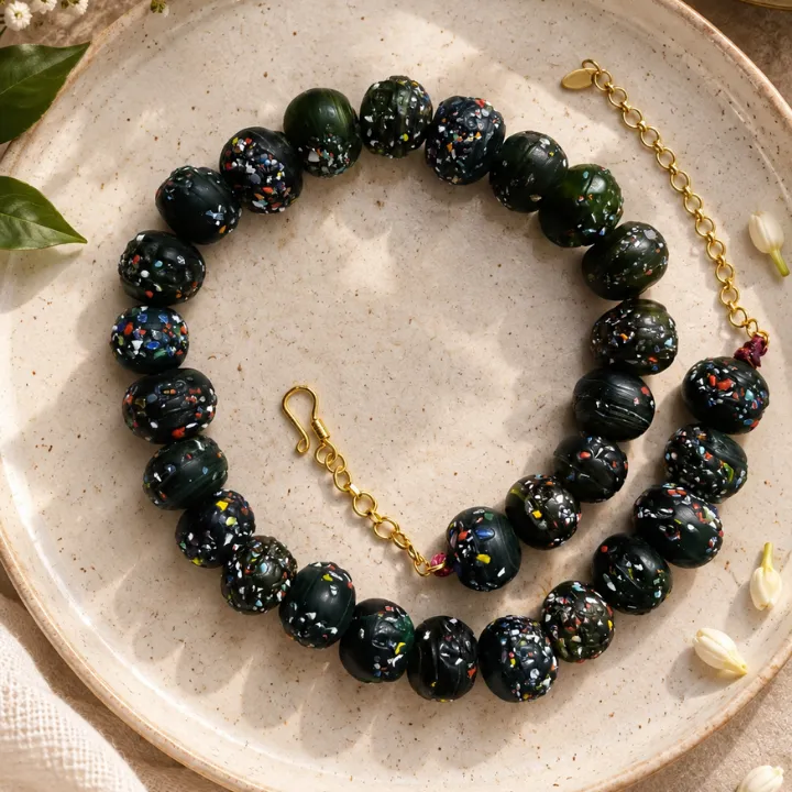 Noor-e-Jungle Handcrafted Multicolour Glass Bead Necklace — neckwear, view 2