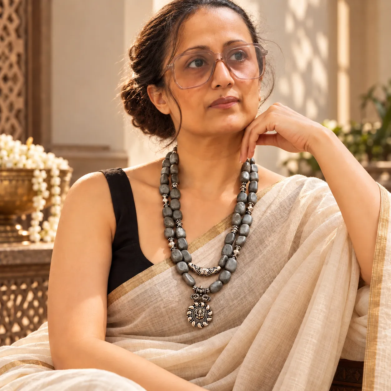 Dharti — Raw Stone Statement Necklace — neckwear, view 3