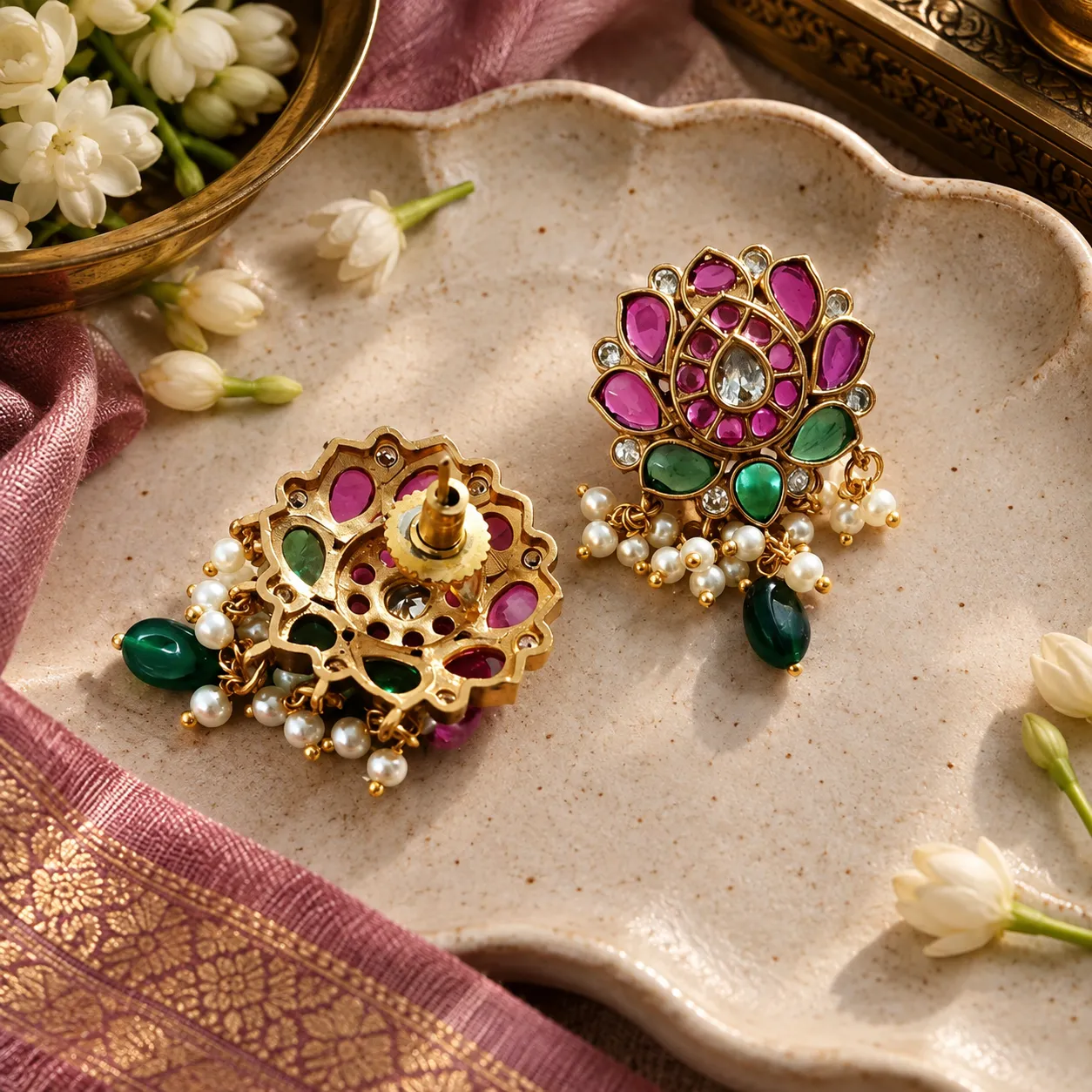 Gul-e-Noor Pink Kundan Statement Necklace — neckwear, view 2
