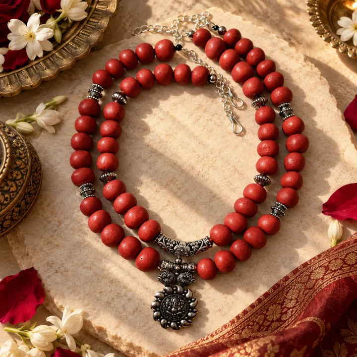 Dhaani Surkh - The Vermilion Statement Necklace Set — neckwear, view 2