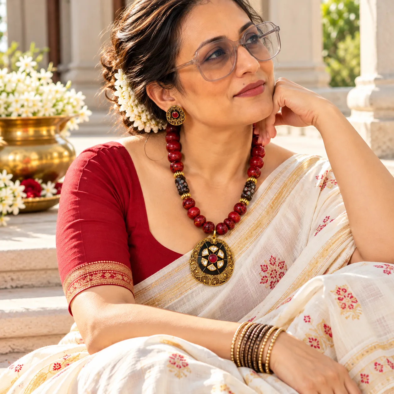 Mirchi Banno Set (with earrings) — The Red Rebel Statement Neckwear — view 3